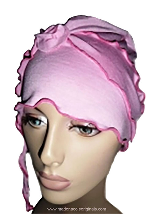 Carolyn Series Silk Cotton Turwrap with Fabric Rose